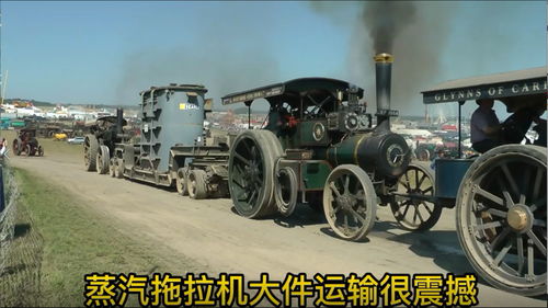 大型蒸汽机牵引车力大无比,蒸汽拖拉机大件运输很震撼